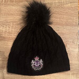 Ralph Lauren Embroidered Pom-Pom Cable Knit Beanie Hat